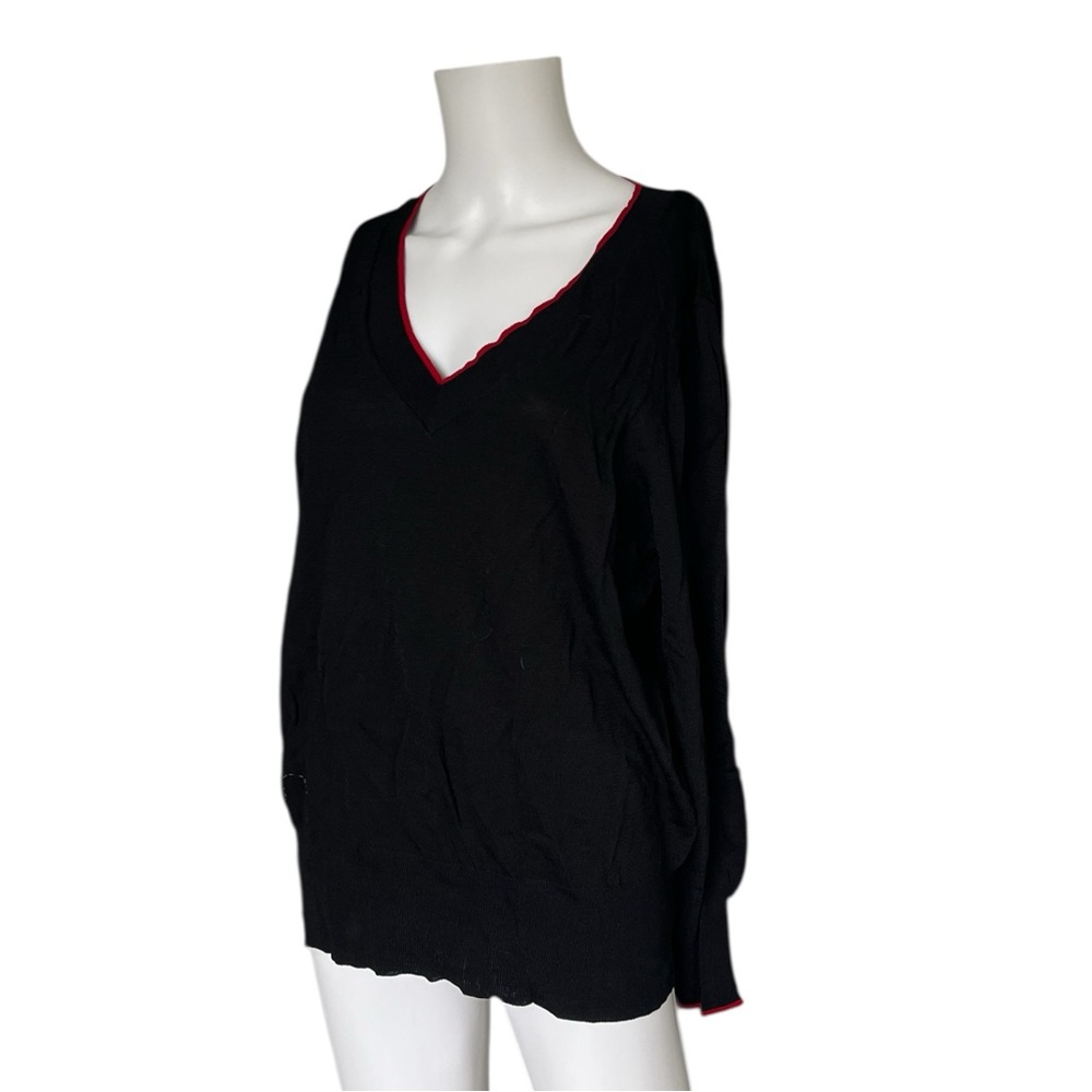 NEW Glamour x Lane Bryant V Neck Sweater Black knit Womens Plus Size 18 / 20